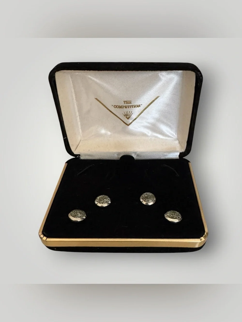 The Competition Vintage Men's Silver-Tone & Glittered Cufflinks Set